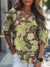 Vintage Spring Leaf Pattern Printed Women’s Casual Linen V-Neck Shirt Multicolor / S