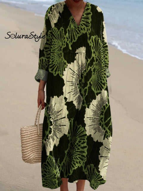 Women’s Abstract Botanical Art Print Dress Multicolor / S