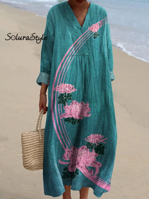 Women’s Abstract Botanical Art Print Dress Multicolor / S