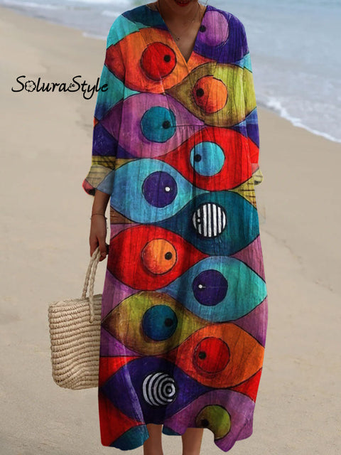 Women’s Abstract Colorful Fish Art Print Dress Multicolor / S