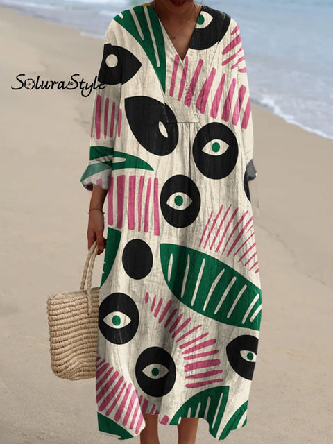 Women’s Abstract Eye Art Print Dress Multicolor / S
