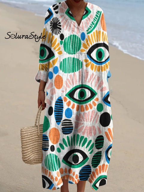 Women’s Abstract Eye Art Print Dress Multicolor / S