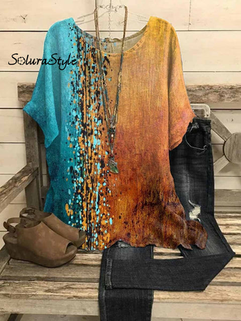 Women’s Art Printed Casual Top Colorful / S