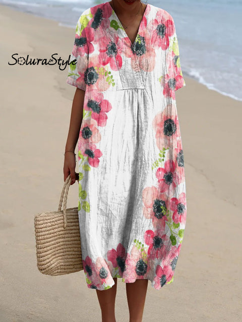 Women’s Beautiful Flower Art Print Flowy Dress Multicolor / S