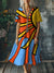 Women’s Boho Vintage Art Print Pocket Cotton Dress Multicolor / S