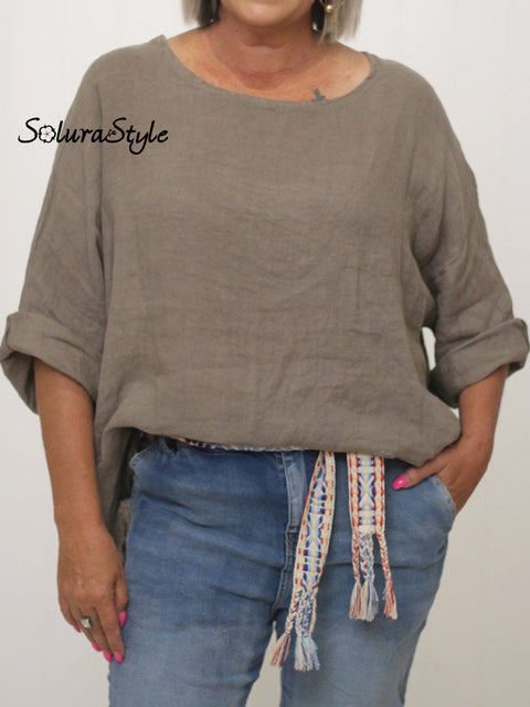 Women’s Casual Cotton And Linen Shirt Fango / S