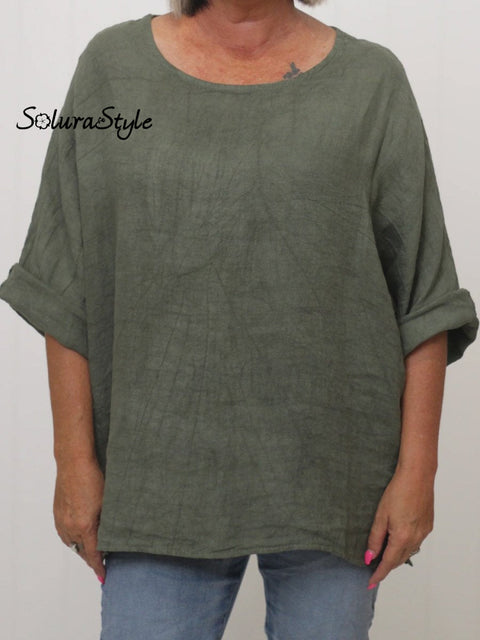 Women’s Casual Cotton And Linen Shirt Khaki / S