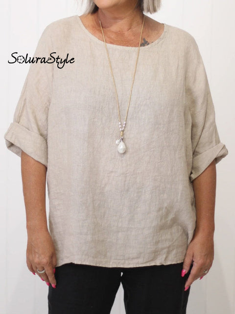 Women’s Casual Cotton And Linen Shirt Sand / S