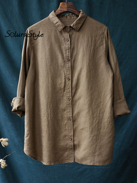 Women’s Casual Cotton Shirt Khaki / S