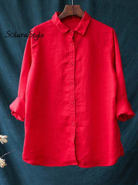 Women’s Casual Cotton Shirt Red / S