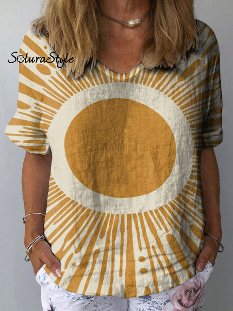 Women’s Colorful Abstract Art Print Casual Cotton And Linen Shirt Multicolor / S