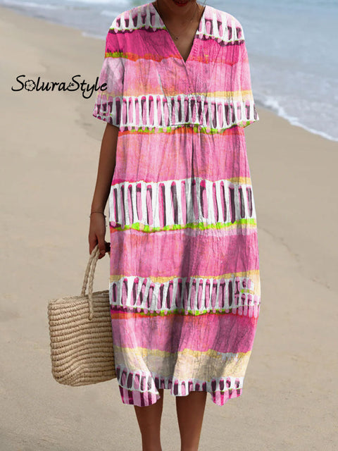 Women’s Colorful Abstract Art Print Flowy Dress Multicolor / S