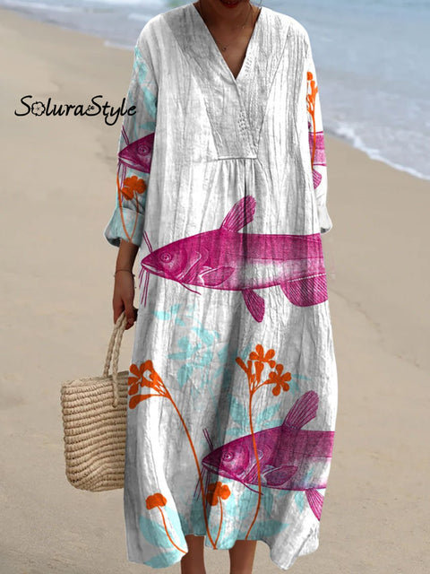 Women’s Colorful Fish Art Print Dress Multicolor / S