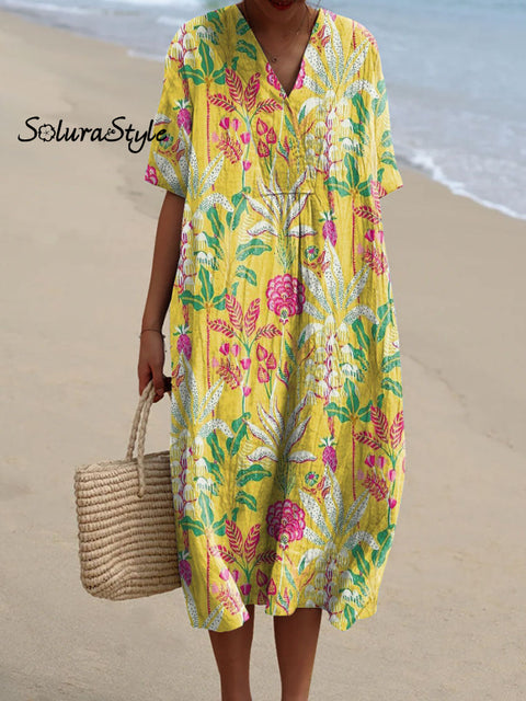 Women’s Colorful Flower Art Print Flowy Dress Multicolor / S