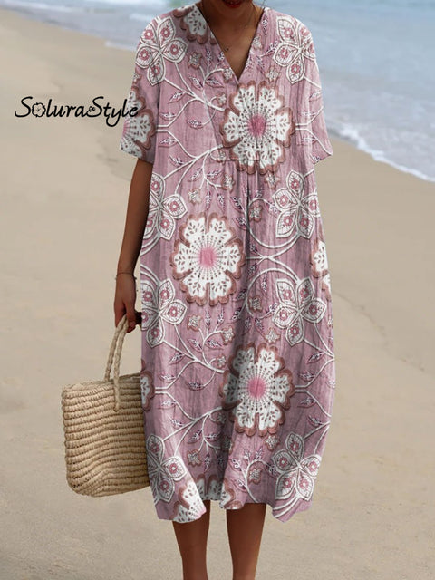 Women’s Colorful Flower Art Print Flowy Dress Multicolor / S