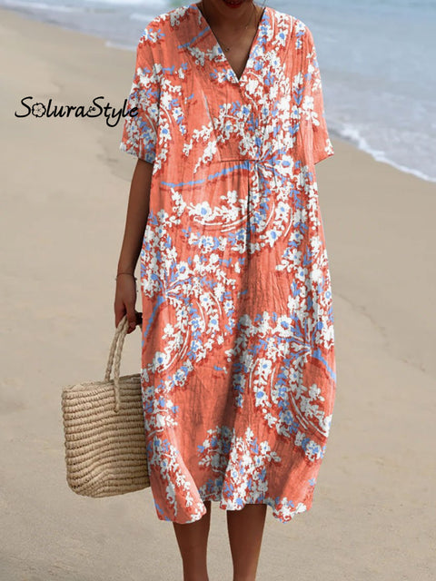 Women’s Colorful Flower Art Print Flowy Dress Multicolor / S