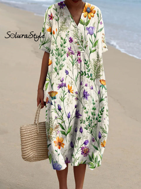 Women’s Colorful Flower Art Print Flowy Dress Multicolor / S