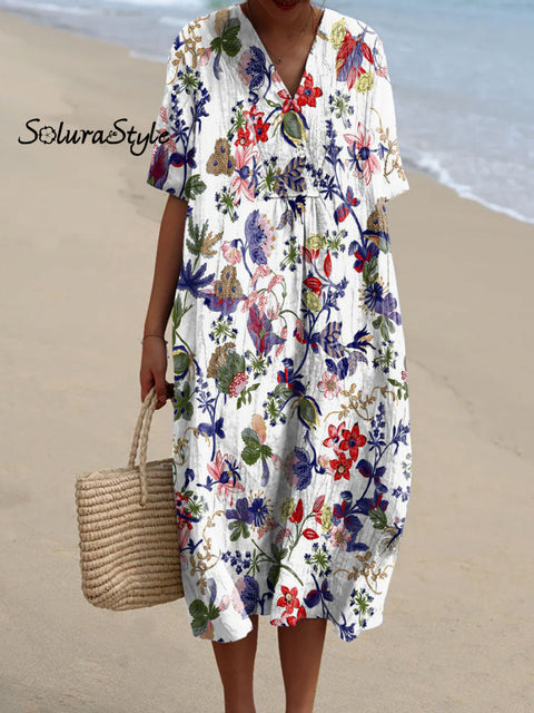 Women’s Colorful Flower Art Print Flowy Dress Multicolor / S