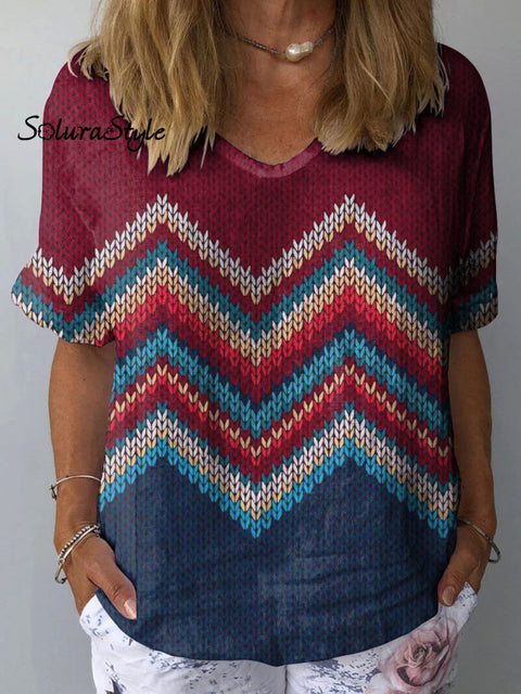 Women’s Colorful Geometric Art Print Casual Cotton And Linen Shirt Multicolor / S