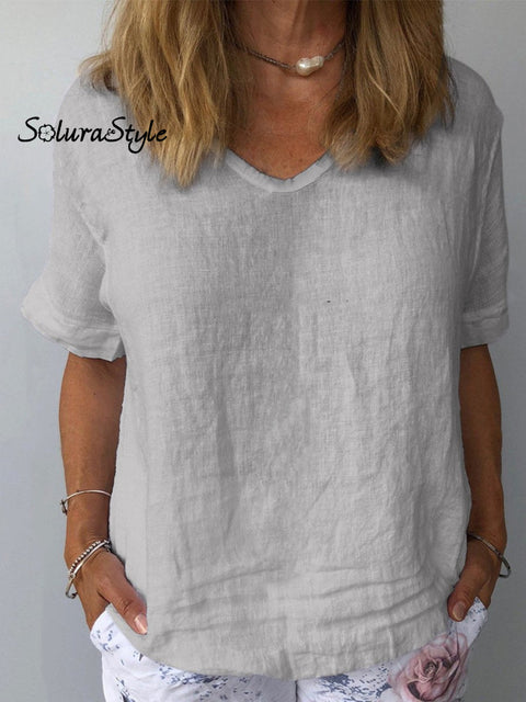Women’s Cotton & Linen Casual Top Grey / S
