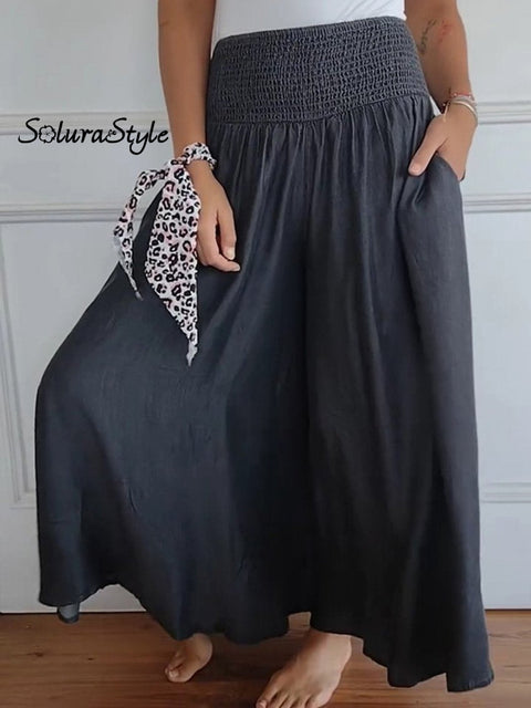 Women’s Cotton Wide Leg Pants Dark Gray / S