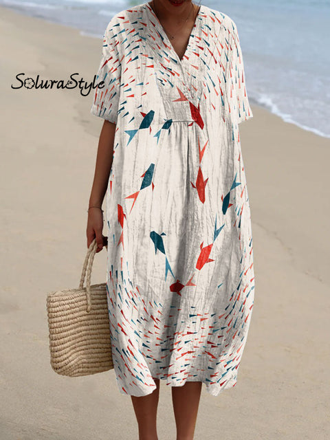 Women’s Deep Sea Fish Art Print Flowy Dress Multicolor / S