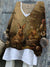 Women’s Easter Vintage Bunny Art Print Casual Cotton And Linen Shirt Multicolor / S