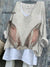 Women’s Easter Vintage Bunny Art Print Casual Cotton And Linen Shirt Multicolor / S