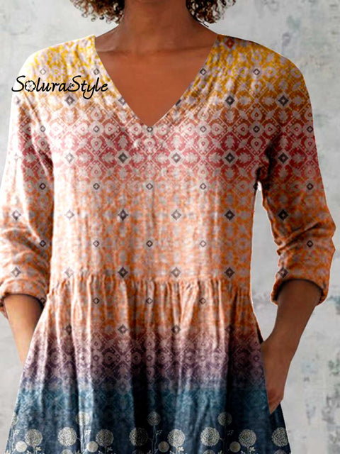 Women’s Elegant Floral Cotton and Linen Top