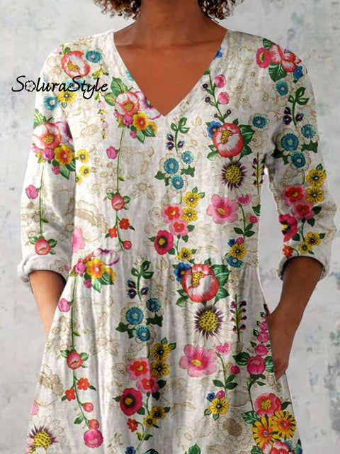 Women’s Elegant Floral Cotton and Linen Top