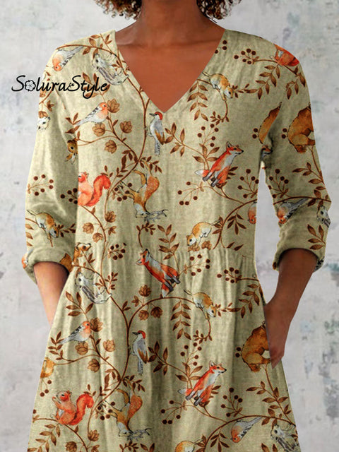 Women’s Elegant Floral Pattern Cotton and Linen Top