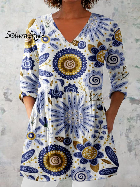 Women’s Elegant Floral Pattern Cotton and Linen Top White / S