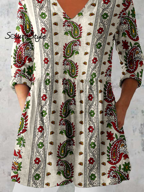 Women’s Elegant Pellis Floral Cotton and Linen Top