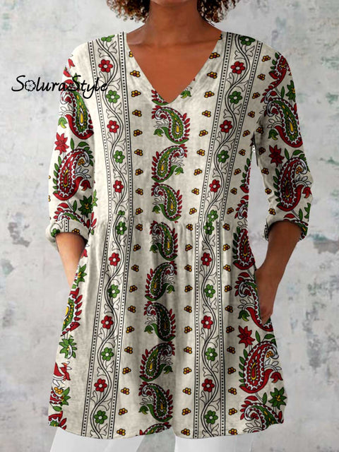 Women’s Elegant Pellis Floral Cotton and Linen Top Beige / S