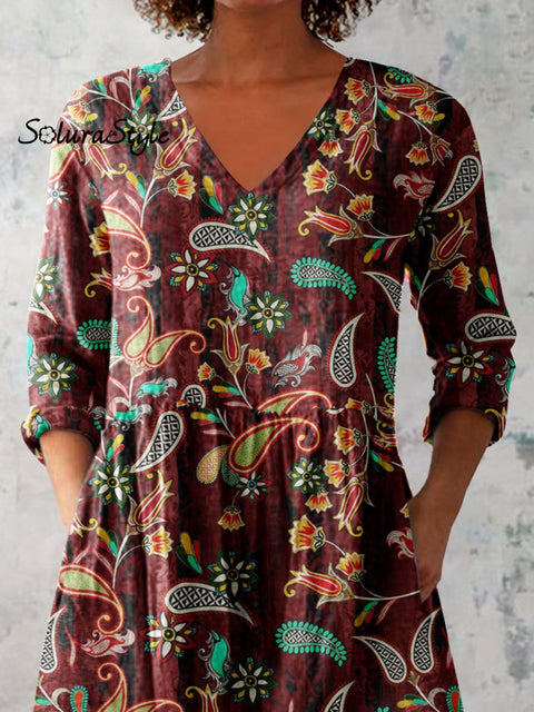 Women’s Elegant Perris Motion Round Neck Cotton and Linen Top