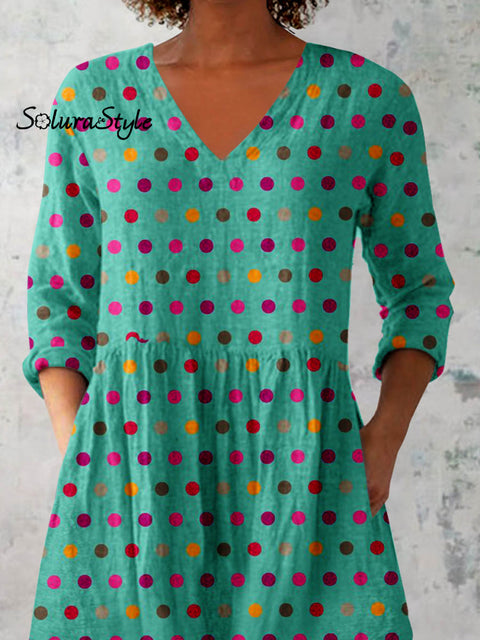 Women’s ElegantPolka Dot Pattern Cotton and Linen Top