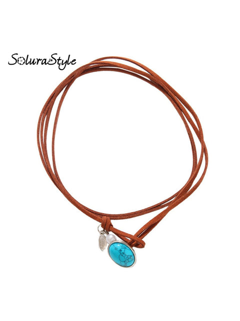 Women’s Ethnic Style Turquoise Velvet Choker Necklace Brown / One Size (13X8X9)