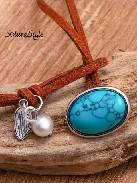 Women’s Ethnic Style Turquoise Velvet Choker Necklace
