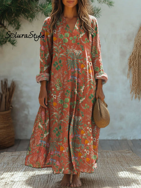 Women’s Floral Art Print Casual Dress Multicolor / S