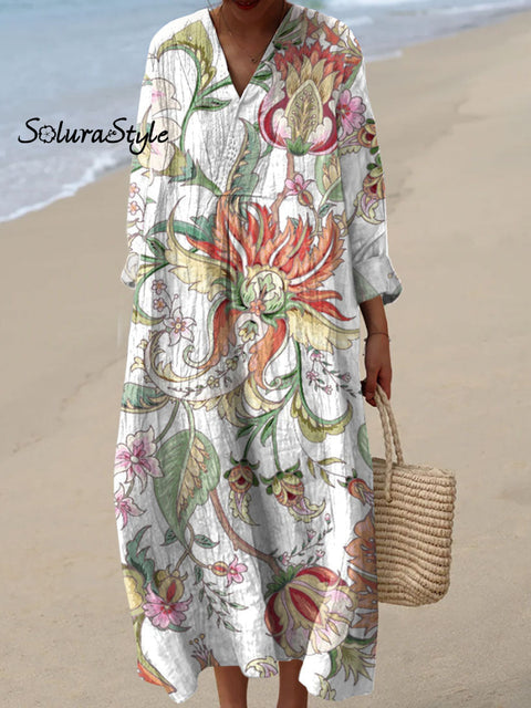 Women’s Floral Art Print Casual Dress Multicolor / S