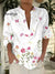 Women’s Floral Art Print Casual Short Sleeve Comfortable Cotton Shirt Multicolor / S