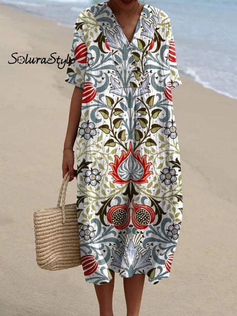 Women’s Floral Art Print Flowy Dress Multicolor / S