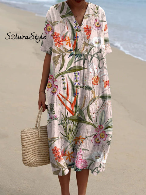 Women’s Floral Art Print Flowy Dress Multicolor / S