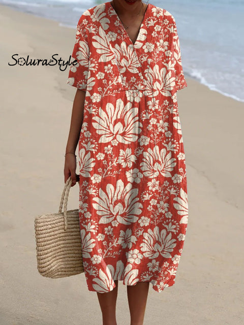 Women’s Floral Art Print Flowy Dress Multicolor / S