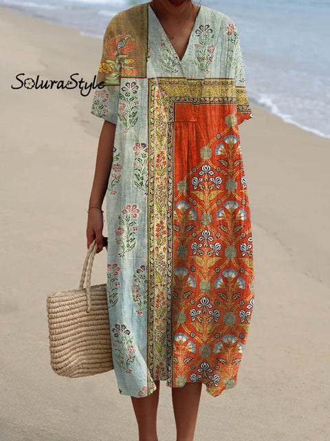 Women’s Florals Art Print Flowy Casual Dress Multicolor / S