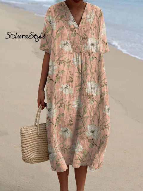 Women’s Florals Art Print Flowy Casual Dress Multicolor / S