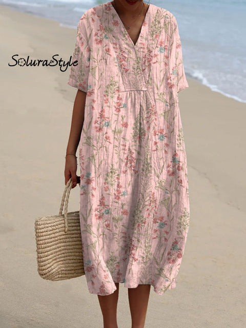 Women’s Florals Art Print Flowy Casual Dress Multicolor / S