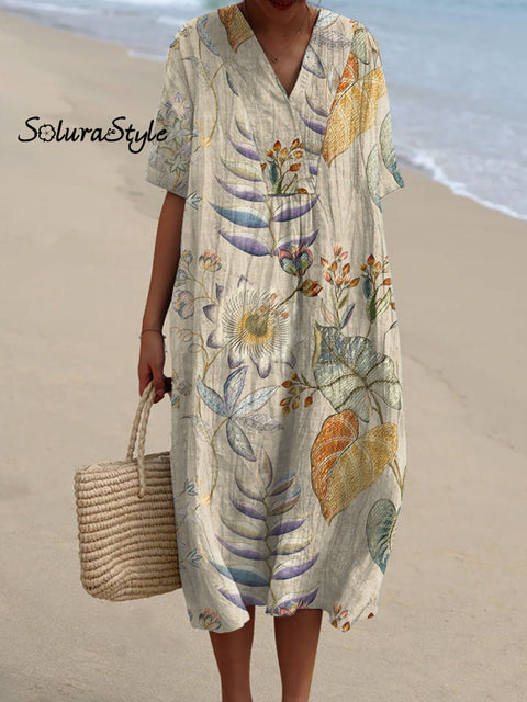 Women’s Florals Art Print Flowy Casual Dress Multicolor / S