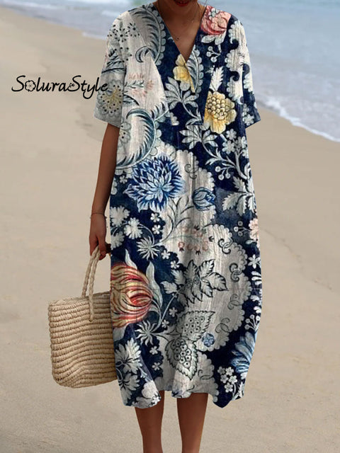 Women’s Florals Art Print Flowy Casual Dress Multicolor / S