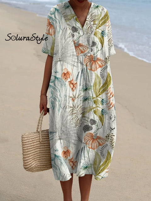 Women’s Florals Art Print Flowy Casual Dress Multicolor / S